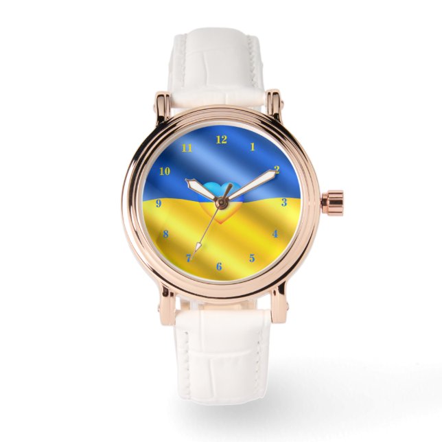 Ukraina Flagga Watch Hjärta - Frihet Armbandsur (Framsida)