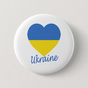 Ukraina flaggahjärta knapp