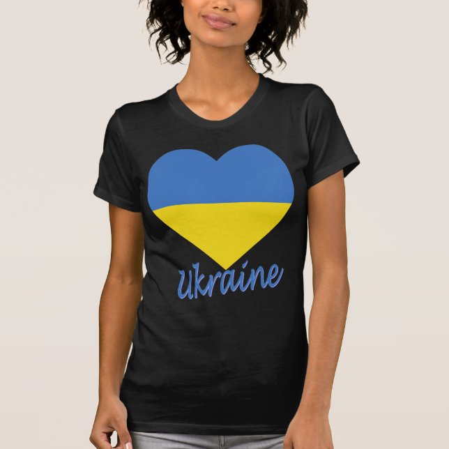 Ukraina flaggahjärta t shirt (Framsida)