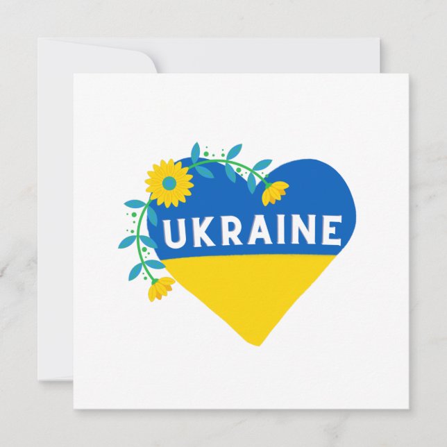 Ukraina Flower Heart Square Flat Card (Framsida)