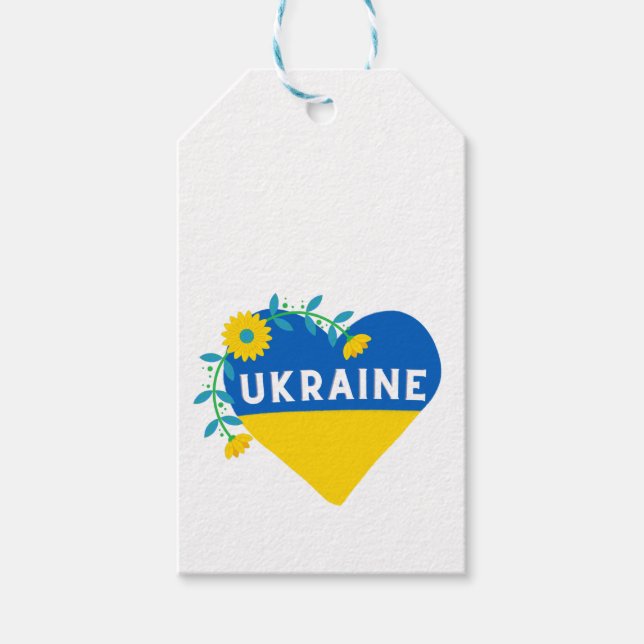 Ukraina Flower Heart Square Presentetikett (Framsidan)
