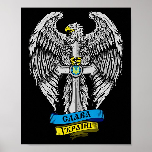Ukraina Född I - Slava Ukraini Stolt Ukrainsk Flag Poster (Framsidan)