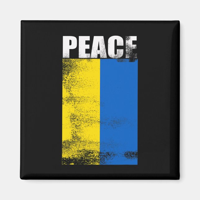 Ukraina För Män Flagga Fred Stå Med Ukrainska  Magnet (Framsidan)