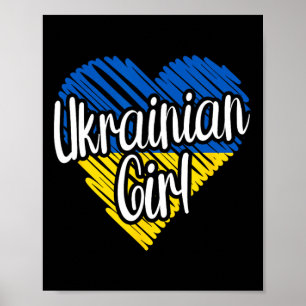 Ukraina För Tjej Ukrainskt Hjärta Flagga För Kvinn Poster