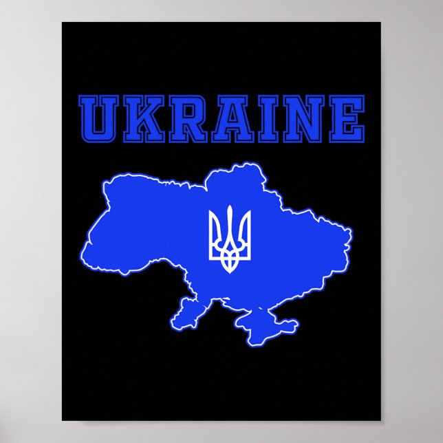 Ukraina Fotbollslag Ukr Karta Och Trident Tröja Fo Poster (Framsidan)