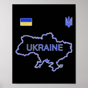 Ukraina Fotbollslag Ukr Karta Och Trident Tröja Fo Poster