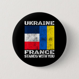 Ukraina Frankrike Står Med Dig Fransk Stöd Flagga Knapp