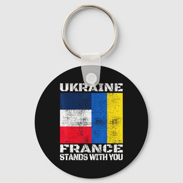 Ukraina Frankrike Står Med Dig Fransk Stöd Flagga Nyckelring (Framsida)