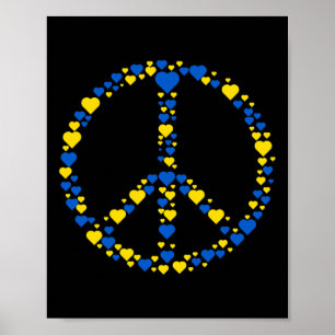 Ukraina Fredstecken Blå Och Gula Hjärtan Stöd  Poster