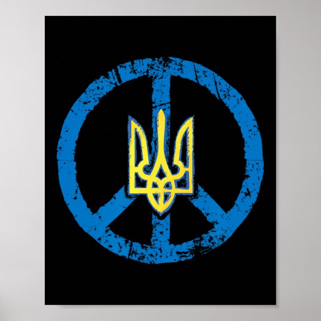 Ukraina Fredstecken Tröja Ukrainsk Tryzub  Poster (Framsidan)