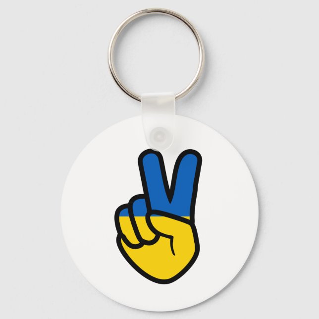 Ukraina-Fredsteckenet med flagga Ukraina färg Nyckelring (Framsida)