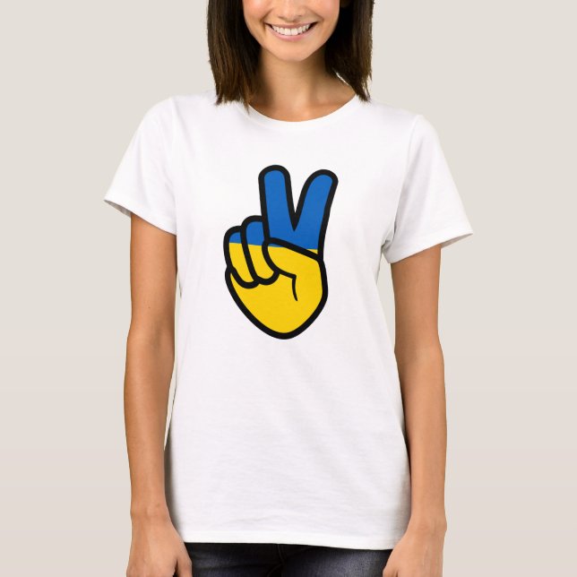 Ukraina-Fredsteckenet med flagga Ukraina färg T Shirt (Framsida)