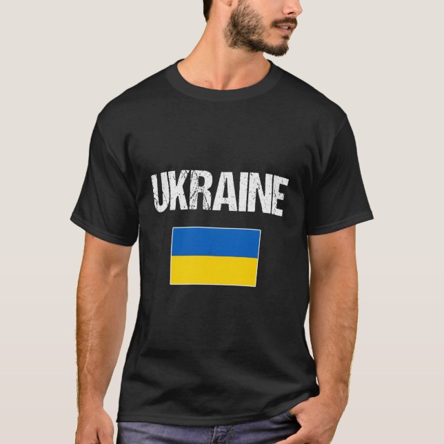 Ukraina Gift Ukrainska Flagga T Shirt (Framsida)