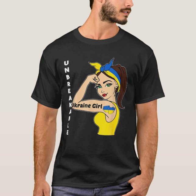 Ukraina Girl Unbryable Ukrainas Flagga Strong T Shirt (Framsida)