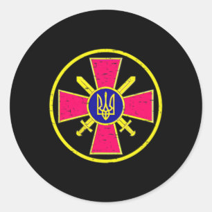 UKRAINA GROUND FORCES EMBLEM UKRAINE ARMY HAR ARBE RUNT KLISTERMÄRKE