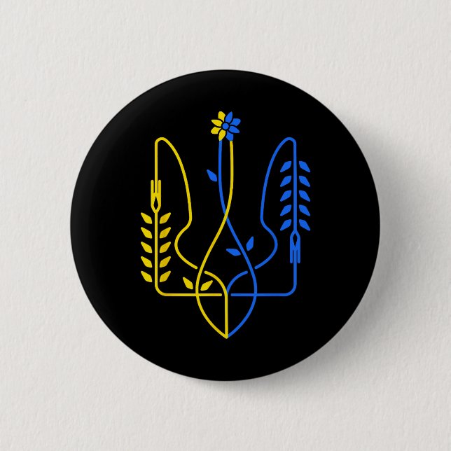 Ukraina Gyllene Treudd Symbol Ukrainsk Flagga Män  Knapp (Framsida)