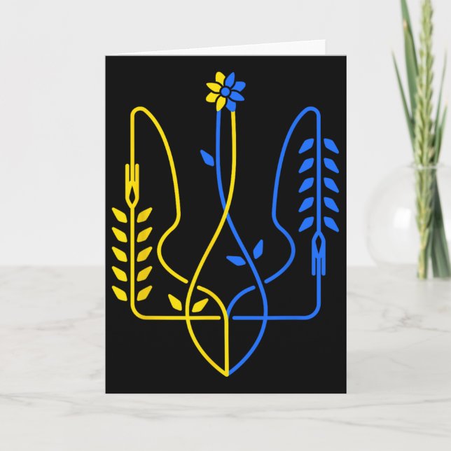 Ukraina Gyllene Treuddssymbol Ukrainsk Flagga Män  Kort (Framsida)