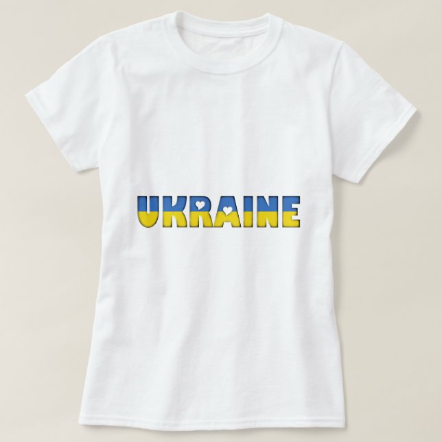 Ukraina Hearts Typography Land Flagga Färg T Shirt (Design framsida)