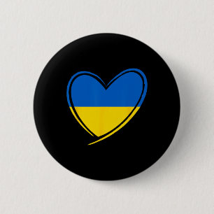 Ukraina Hjärta Ukrainsk Flagga Patriotisk Män Kvin Knapp
