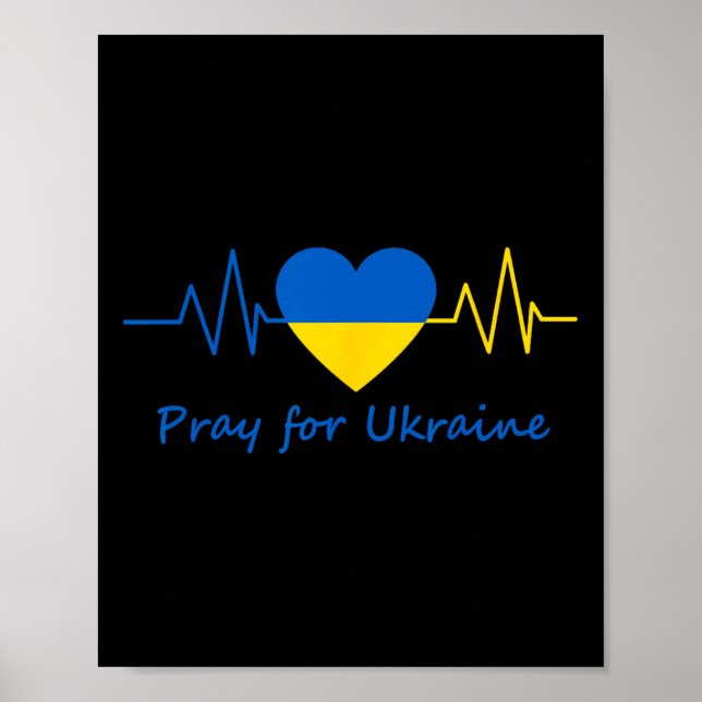 Ukraina Hjärtbeat Be för Ukraina Pride Flagga Färg Poster (Framsidan)