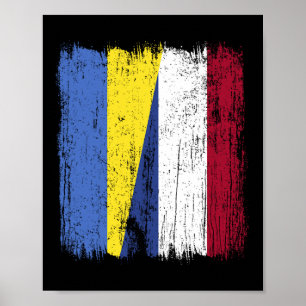 Ukraina Holland Halv Flagga Ukrainsk Holländskt Ku Poster