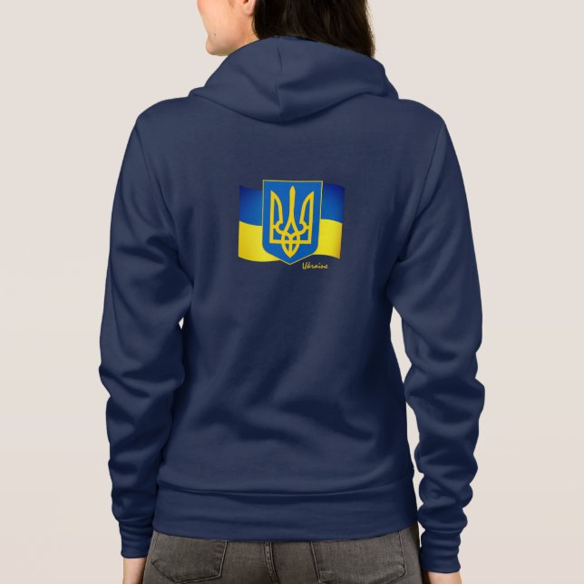 Ukraina Hoodie & Ukrainas flagga, Emblem/sport T Shirt (Baksida)