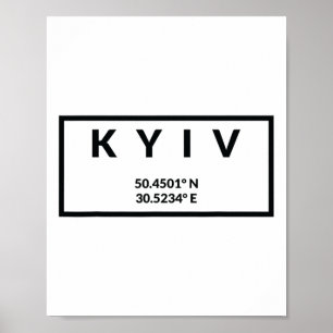 Ukraina Huvudstad Koordinater - Kiev Poster