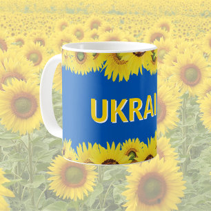 Ukraina i Färg med blommor Kaffemugg