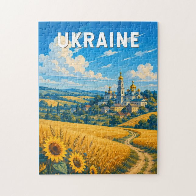 Ukraina Illustration Resa Konst Vintage Pussel (Vertikal)