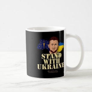 Ukraina Indiana Hundmärke Tryzub Zelensky Stå Med Kaffemugg