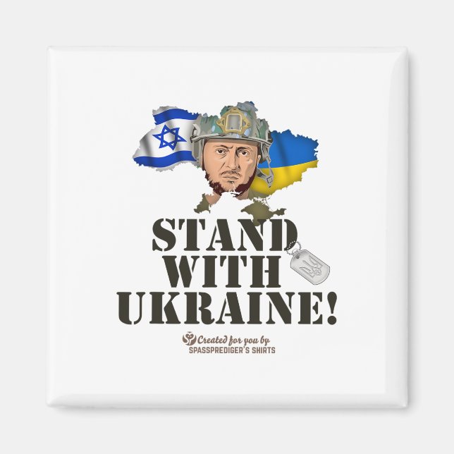 Ukraina Israel flaggor Selenskyj Stå med Ukraina  Magnet (Framsidan)