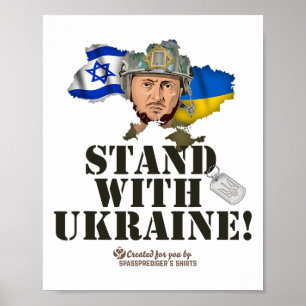 Ukraina Israel flaggor Selenskyj Stå med Ukraina Poster
