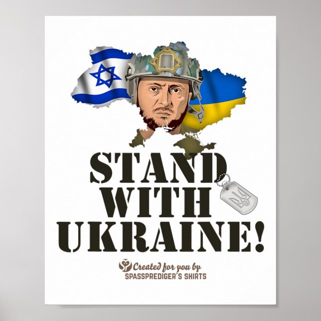 Ukraina Israel flaggor Selenskyj Stå med Ukraina  Poster (Framsidan)