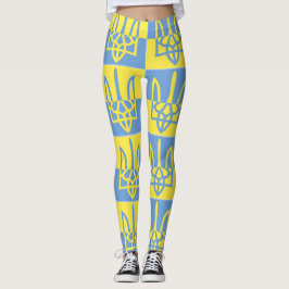 Ukraina Jackar Arm Poseidon Trident Tryzub Flagga Leggings