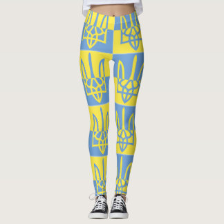 Ukraina Jackar Arm Poseidon Trident Tryzub Flagga Leggings