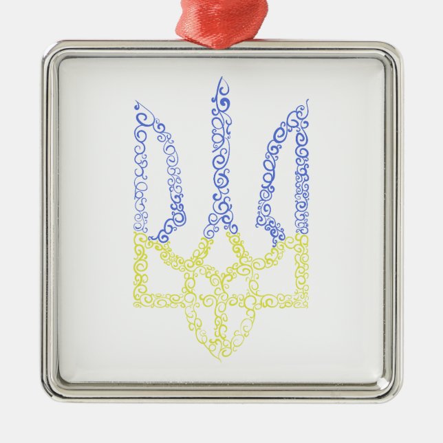 Ukraina jackar arm trident tryzub spiral mönster julgransprydnad metall (Framsidan)