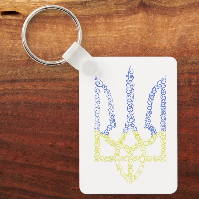 Ukraina jackar arm trident tryzub spiral mönster nyckelring (Framsida)