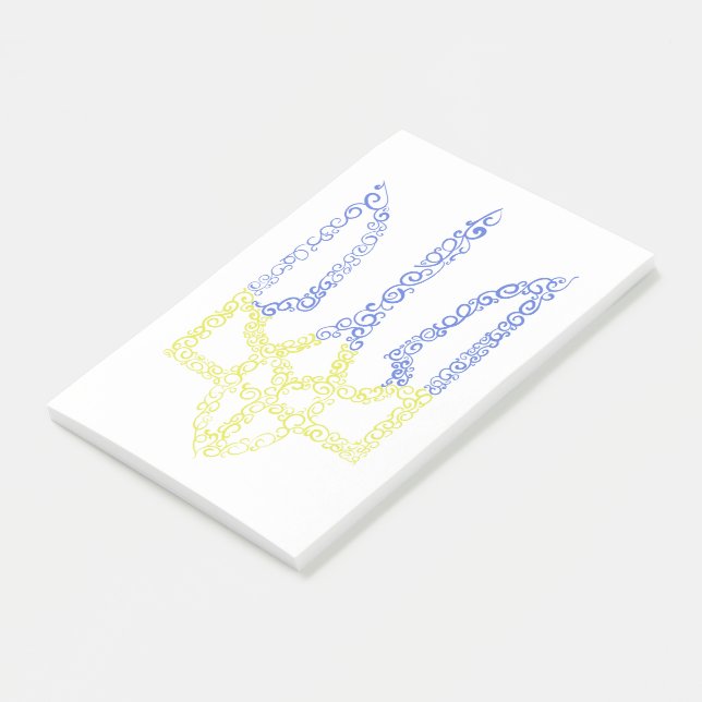 Ukraina jackar arm trident tryzub spiral mönster post-it block (Vinklad)