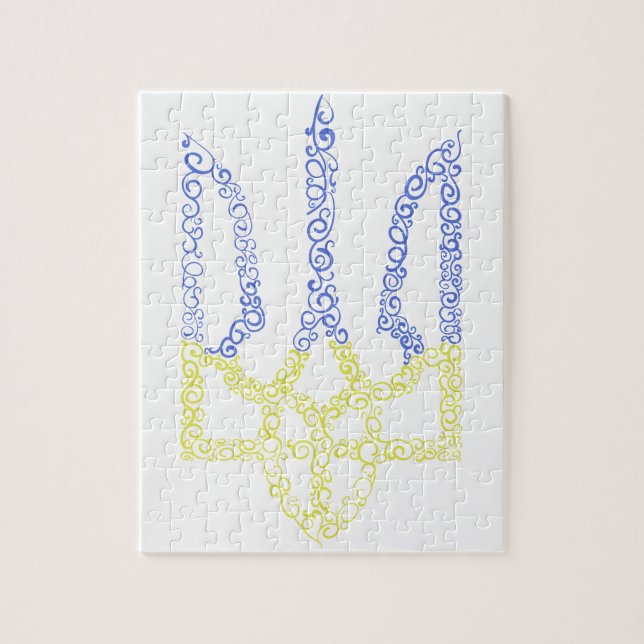 Ukraina jackar arm trident tryzub spiral mönster pussel (Vertikal)