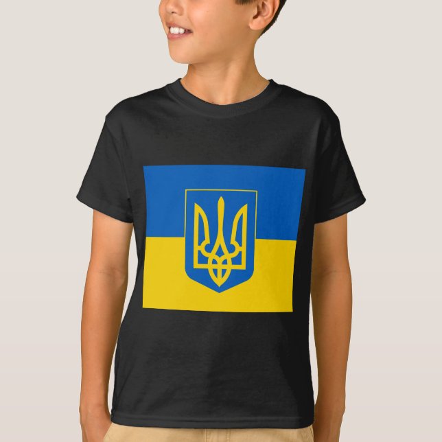 UKRAINA Jackar om Arm och Flagga T Shirt (Framsida)