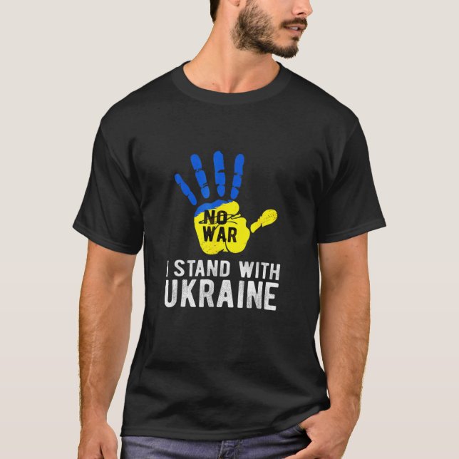 Ukraina Jag står på Ukrainas Flagga Support T Shirt (Framsida)