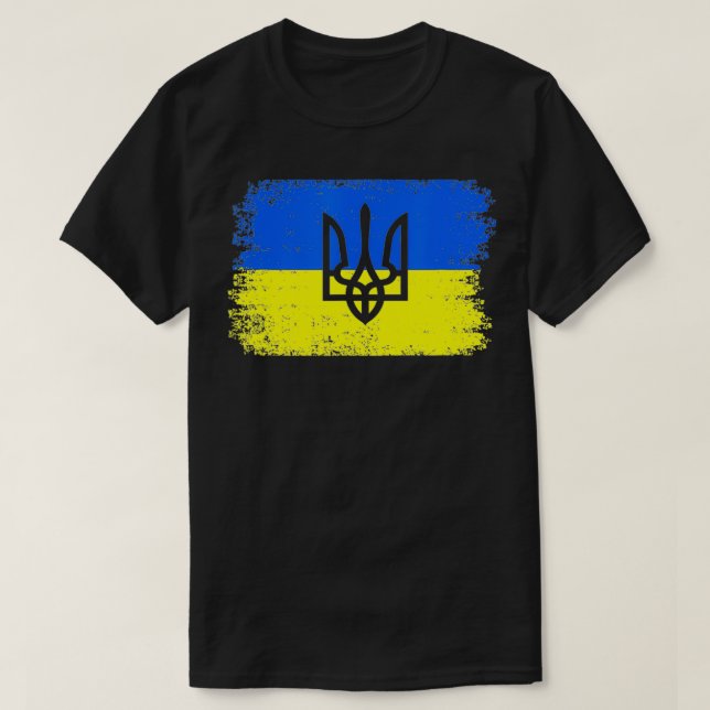Ukraina Jag står på Ukrainas Flagga Support T Shirt (Design framsida)