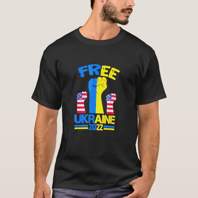 Ukraina Jag står på Ukrainas Flagga Support T Shirt (Framsida)