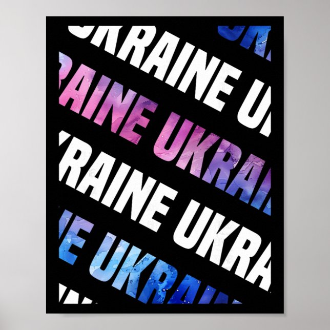 Ukraina Kamouflage Mönster Vattenfärg Kamouflage  Poster (Framsidan)