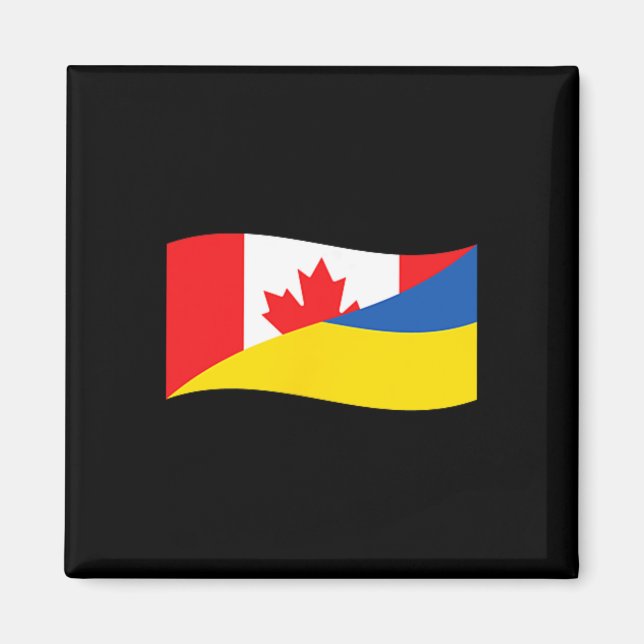 Ukraina Kanada Dubbel Flagga Enhet Patriotisk Läng Magnet (Framsidan)