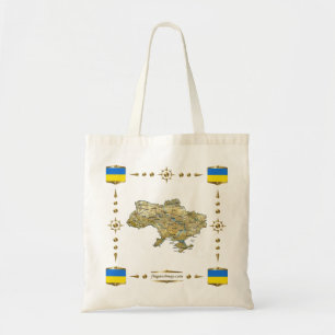 Ukraina karta + Flaggor hänger lös Tygkasse