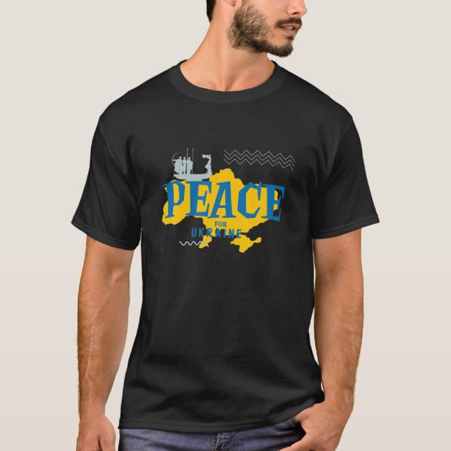 Ukraina Karta Ukraina fredsiosackkrig T Shirt (Framsida)