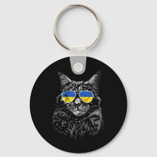 Ukraina Katt Slava Ukraina Solglasögon Flagga För Nyckelring