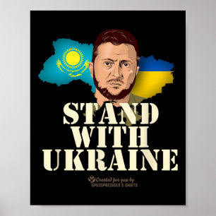 Ukraina Kazakstan Volodymyr Zelensky Stå med U Poster