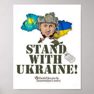 Ukraina Kazakstan Zelenskyj Stå med Ukraina Poster
